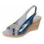 Sandale damă bleumarin din piele naturală lăcuită cu talpă pană S50LACBLM
